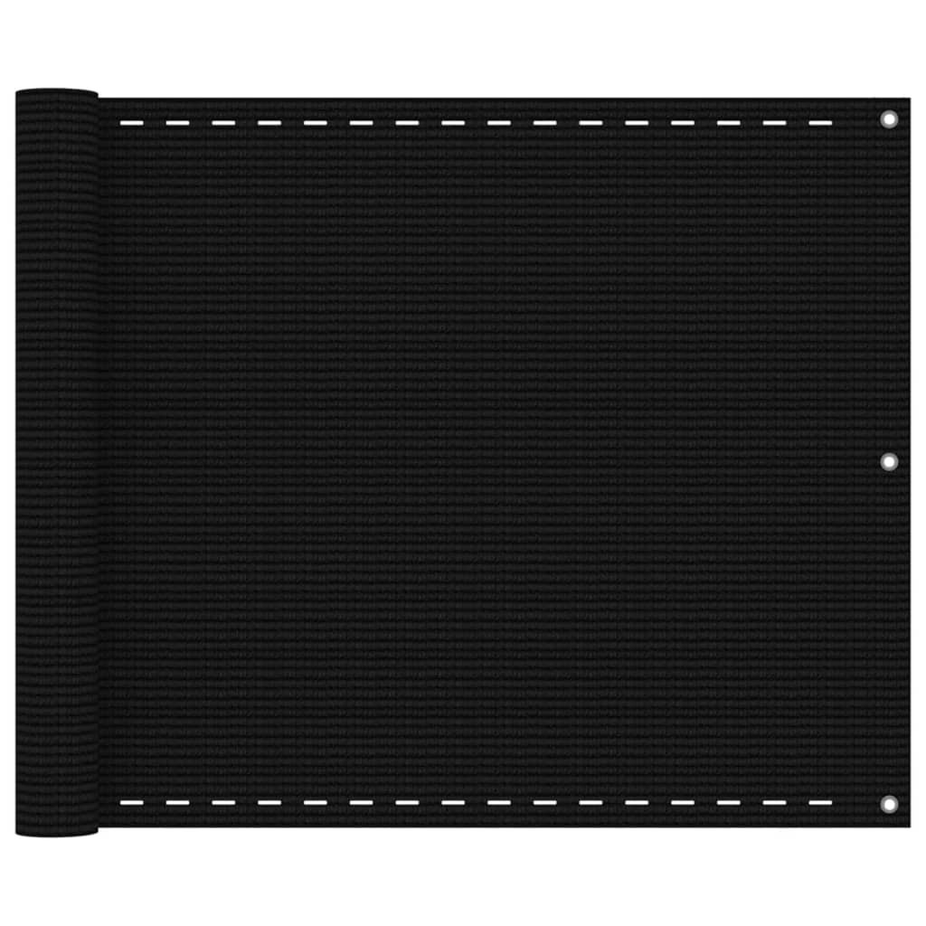 vidaXL Balkon-Sichtschutz Schwarz 75x300 cm HDPE
