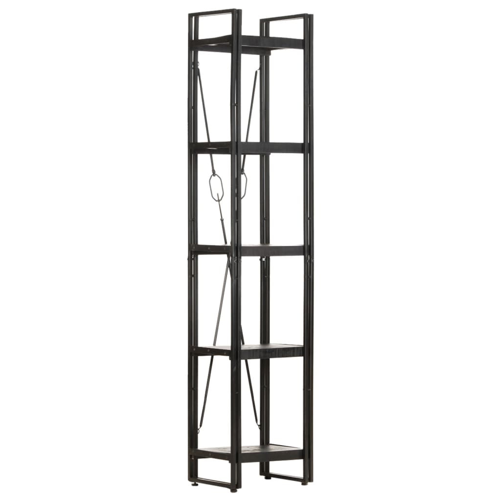 vidaXL Bücherregal 5 Fächer Schwarz 40x30x180 cm Mango Massivholz