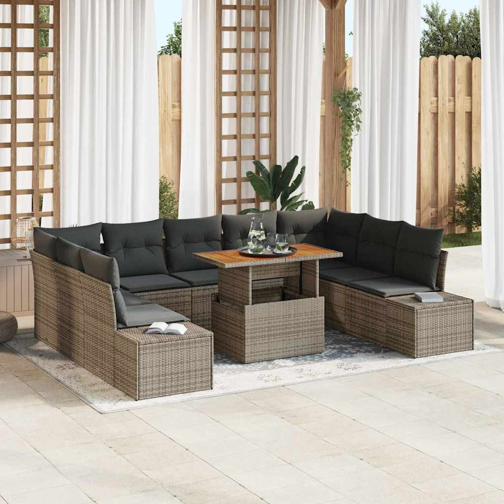 vidaXL Gartensofa-set 10 Stk. Grau und Braun