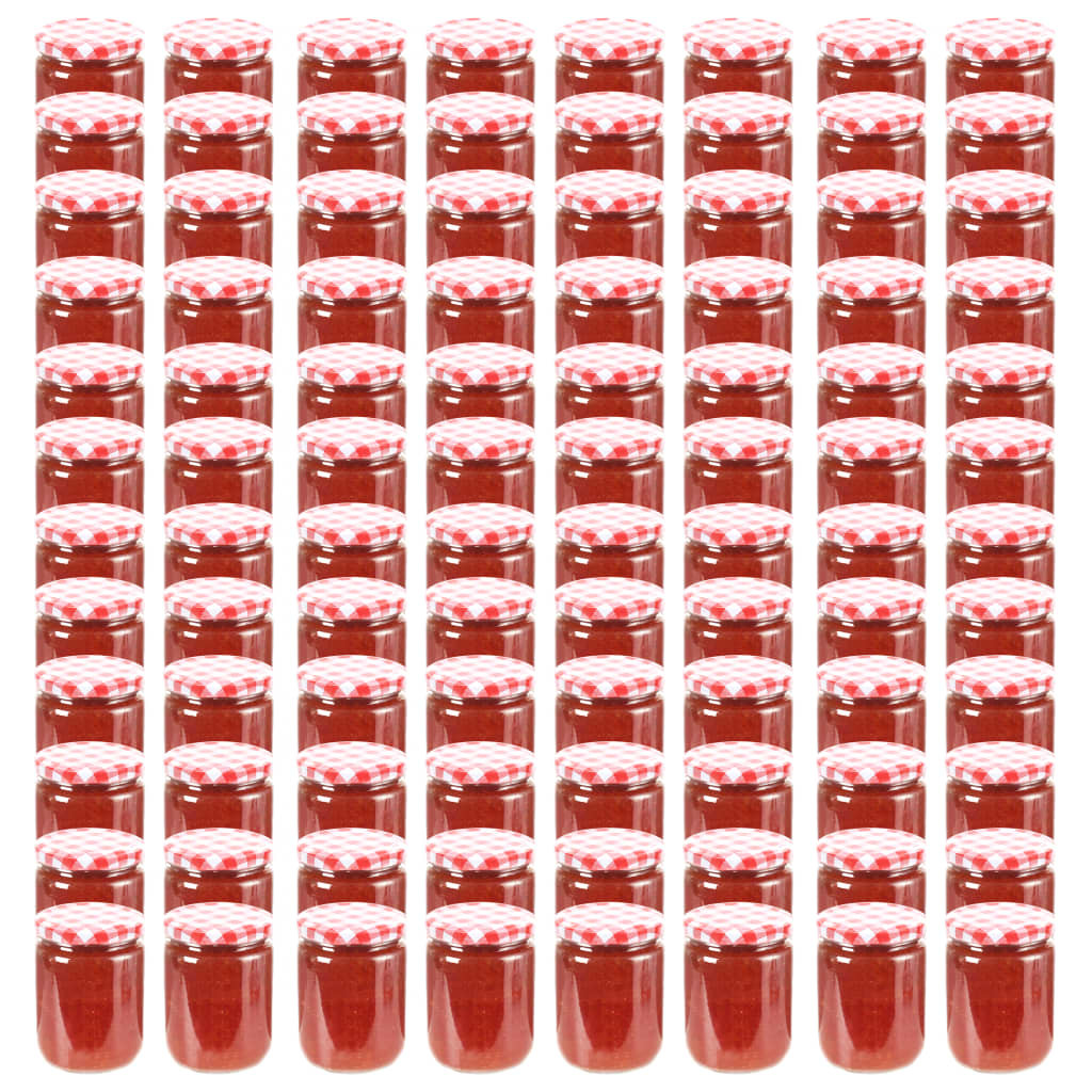 vidaXL Marmeladengläser mit Weißem/Rotem Deckel 96 Stk. 230 ml