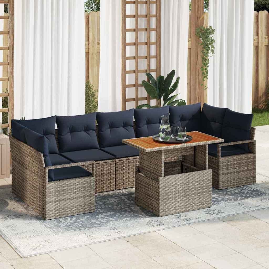 vidaXL Gartensofa-set 8 stk. 7-Sitzanzahl Grau und Marineblau