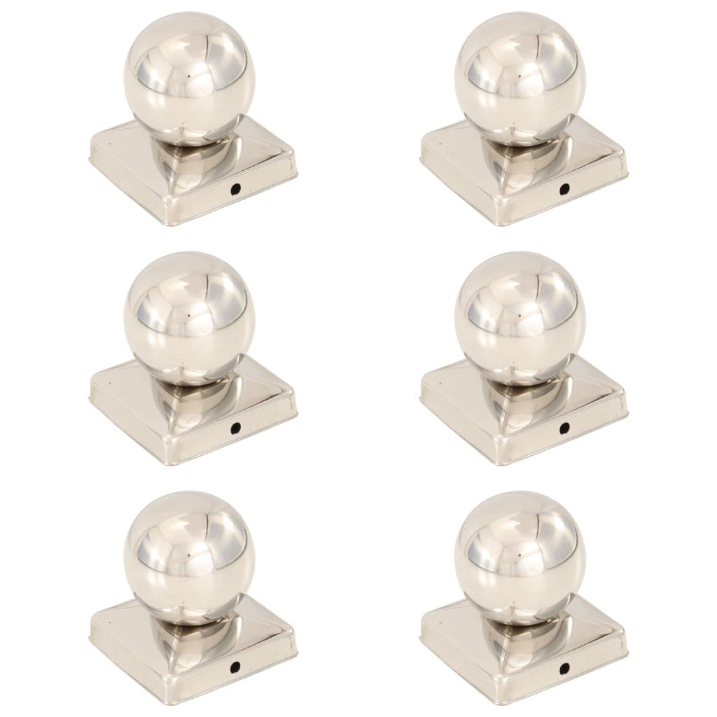 vidaXL Pfostenkappen 6 Stk. Kugelform Edelstahl 101 x 101 mm
