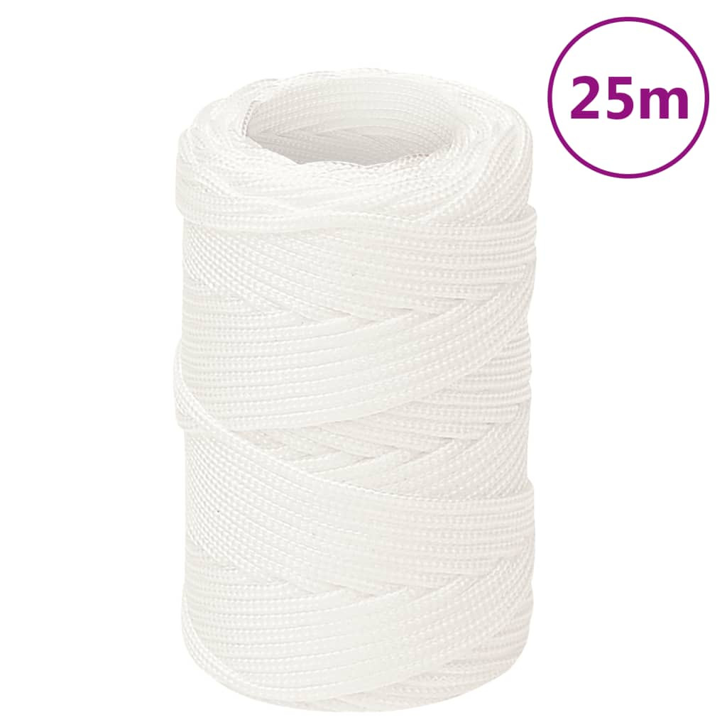 vidaXL Bootsseil Weiß 2 mm 25 m Polypropylen