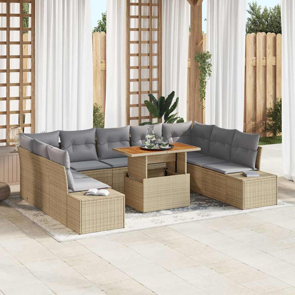 vidaXL Gartensofa-set 10 Stk. Beige und Grau