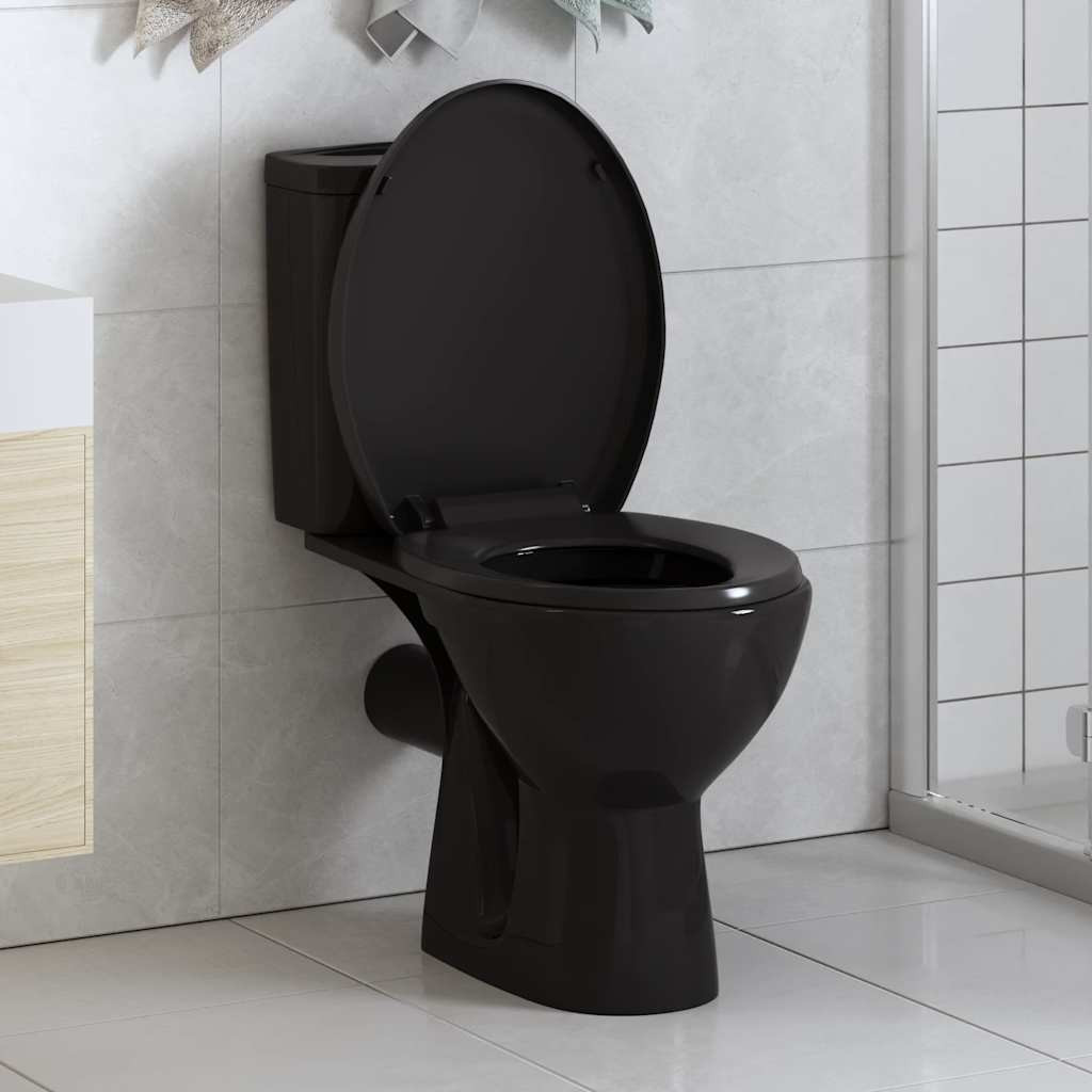 vidaXL Toilettensitz mit Absenkautomatik und Quick-Release Schwarz