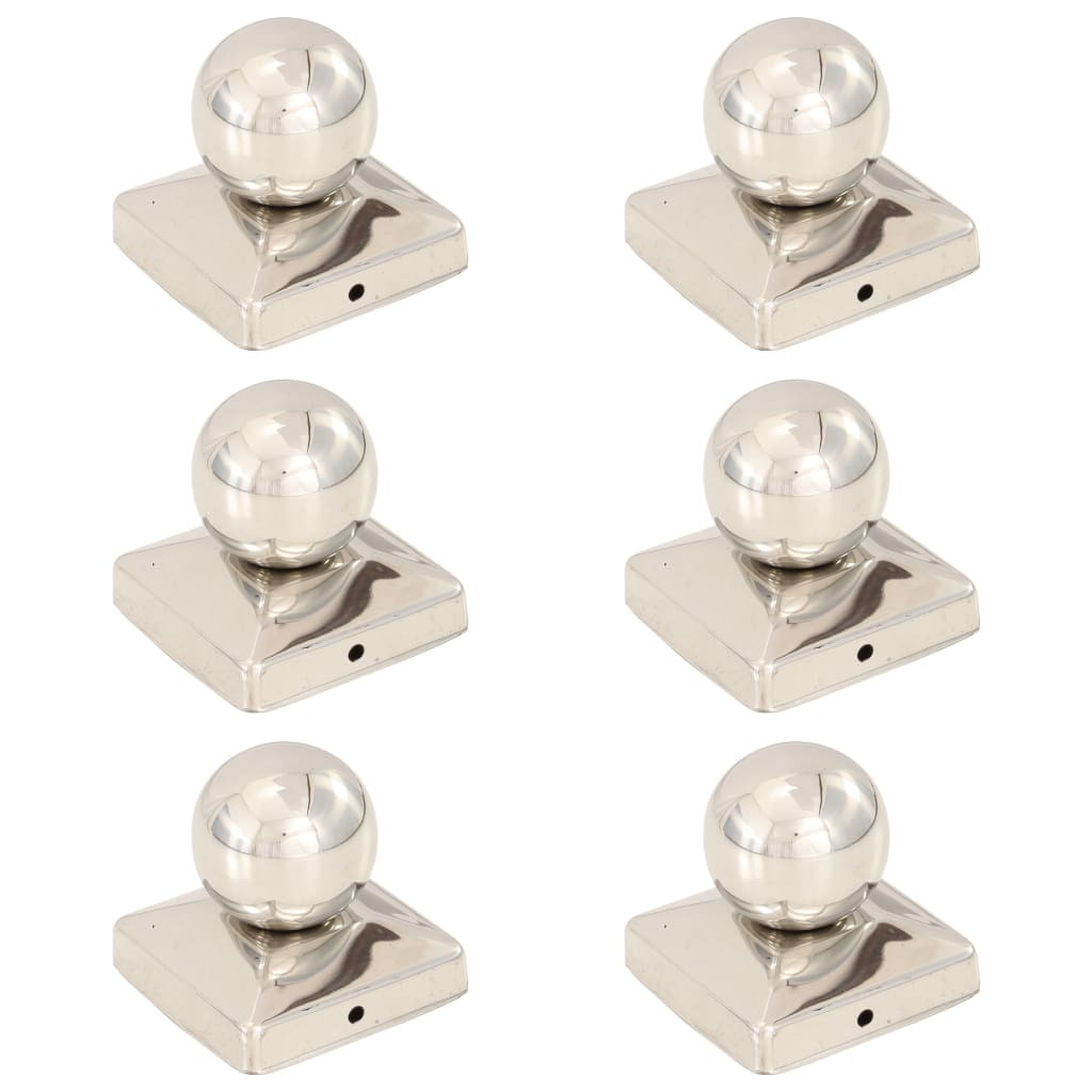 vidaXL Pfostenkappen 6 Stk. Kugelform Edelstahl 81 x 81 mm