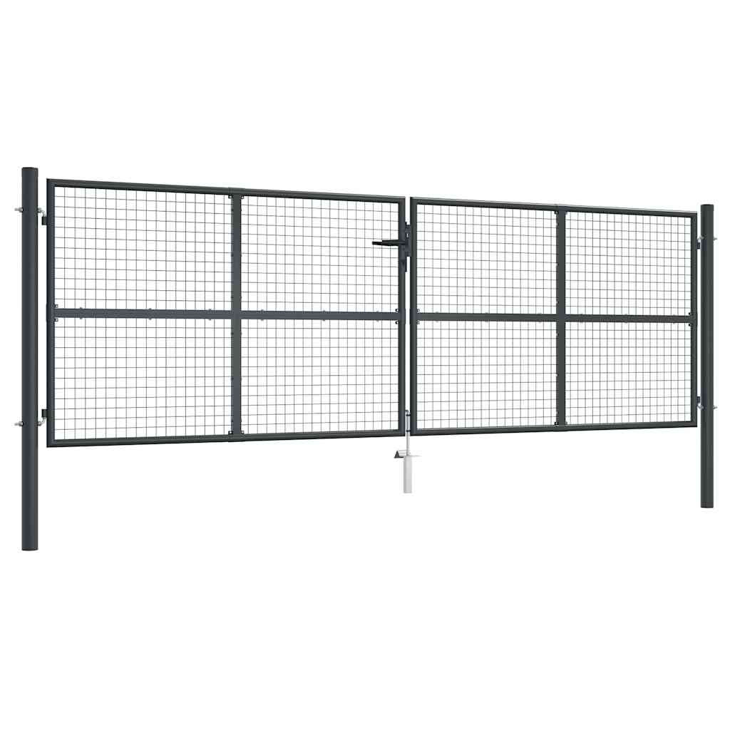 vidaXL Maschen-Gartentor verzinkter Stahl 400 x 125 cm Grau
