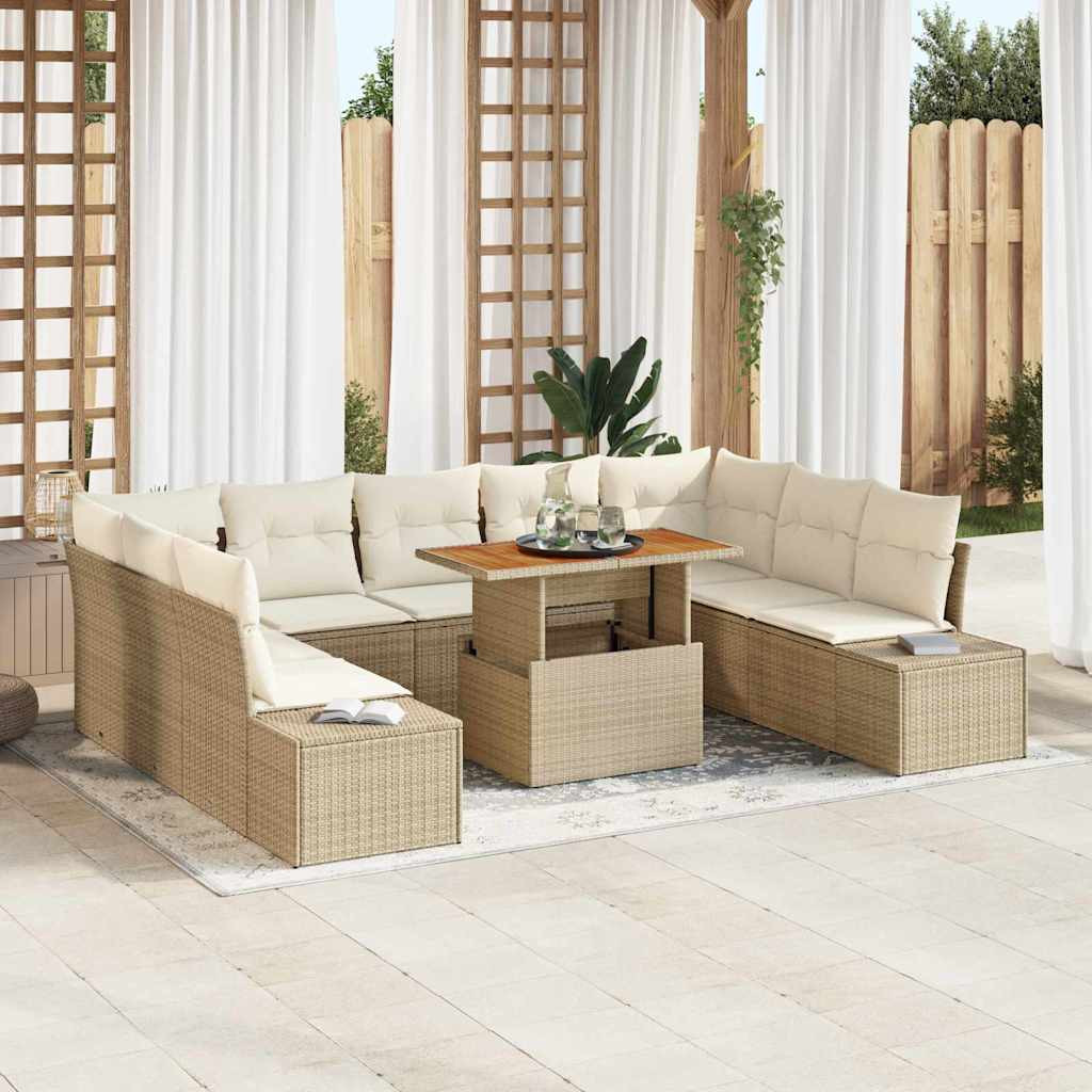 vidaXL Gartensofa-set 10 Stk. Beige und Creme