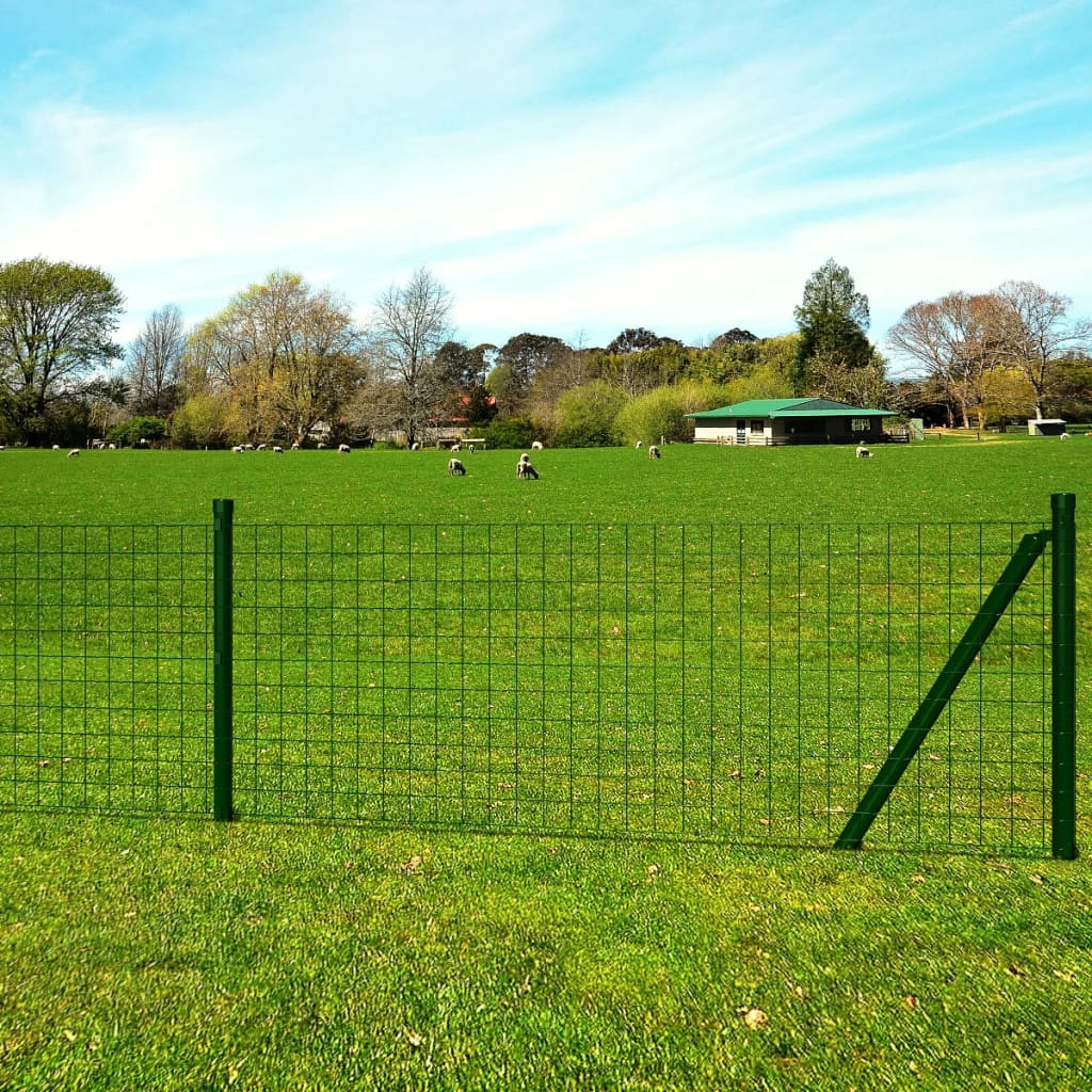 vidaXL Eurozaun Stahl 10x1,5 m Grün