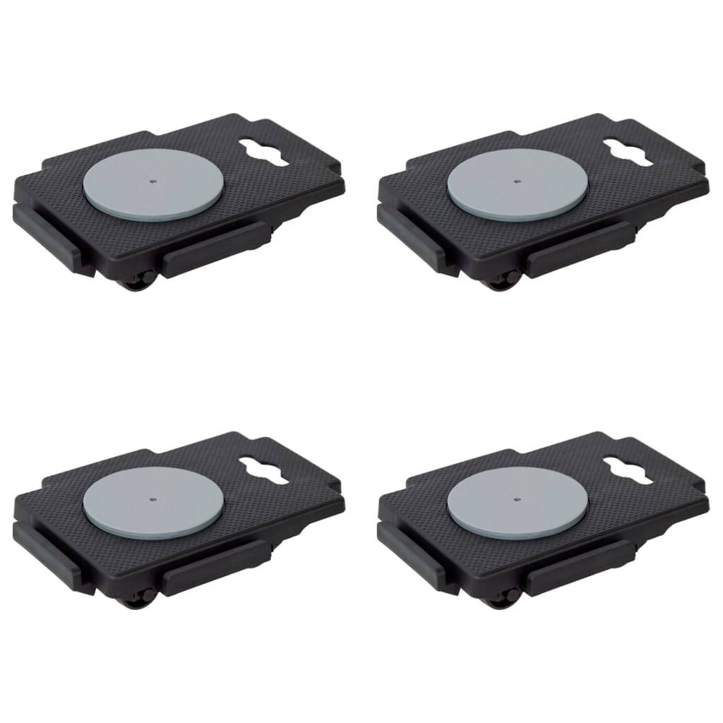 vidaXL Transportroller mit 8 Rollen 4 Stk. Schwarz Polypropylen 150 kg