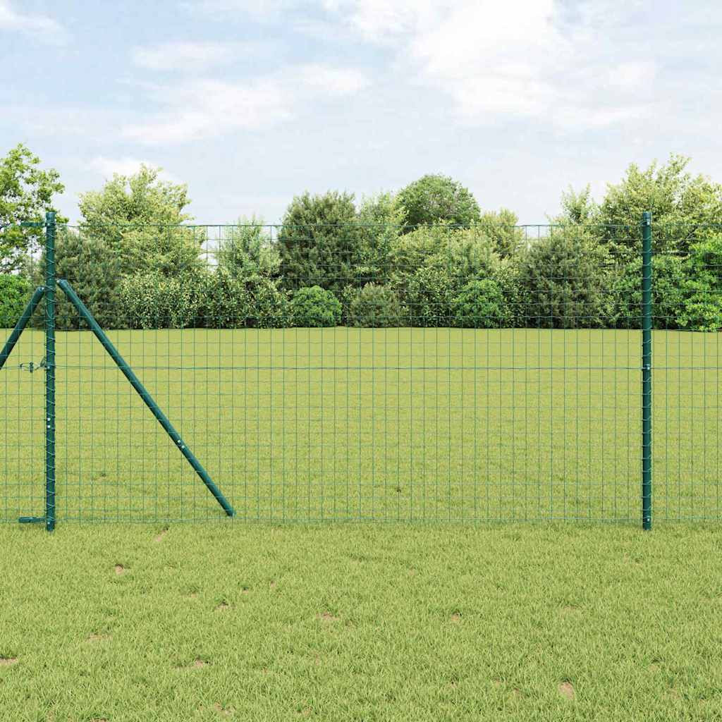 vidaXL Bodenmontierter Euro-Zaun 10 x 1 m PVC-beschichteter Stahl Grün