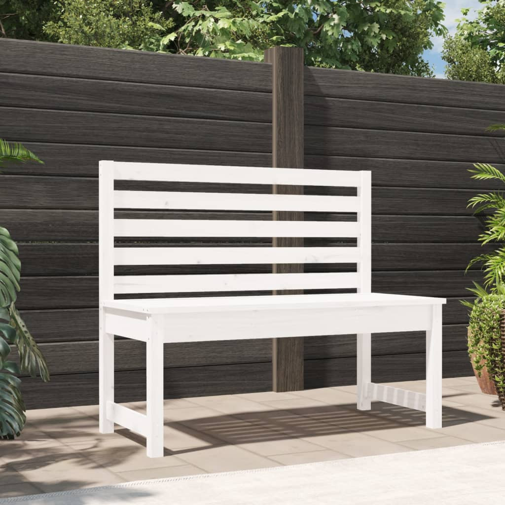 vidaXL Gartenbank Weiß 109 cm Massivholz Kiefer