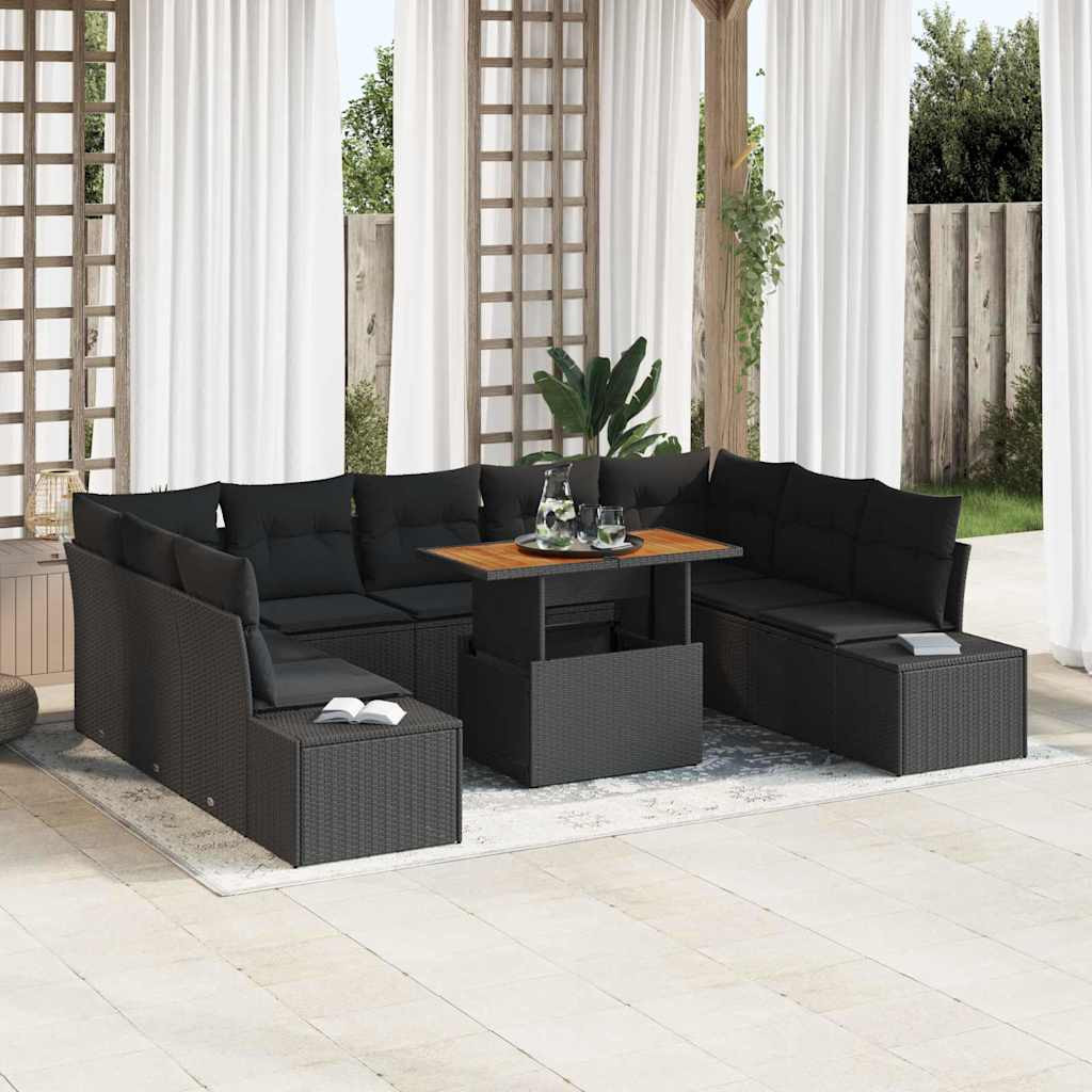 vidaXL Gartensofa-set 10 Stk. Schwarz und Braun