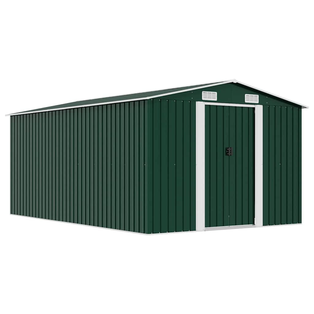 vidaXL Gerätehaus 257x392x181 cm Metall Grün