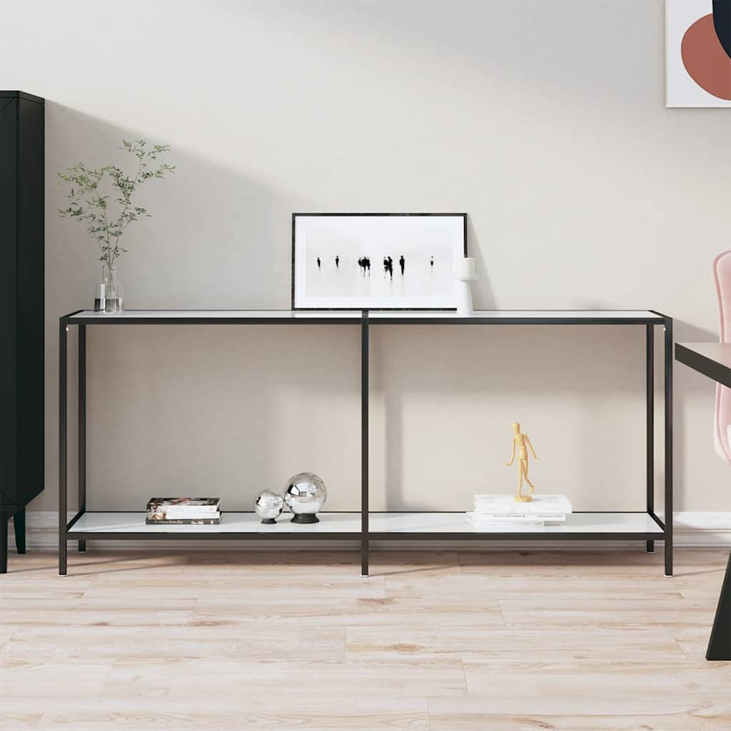 vidaXL Konsolentisch Weiß 180x35x75,5 cm Hartglas