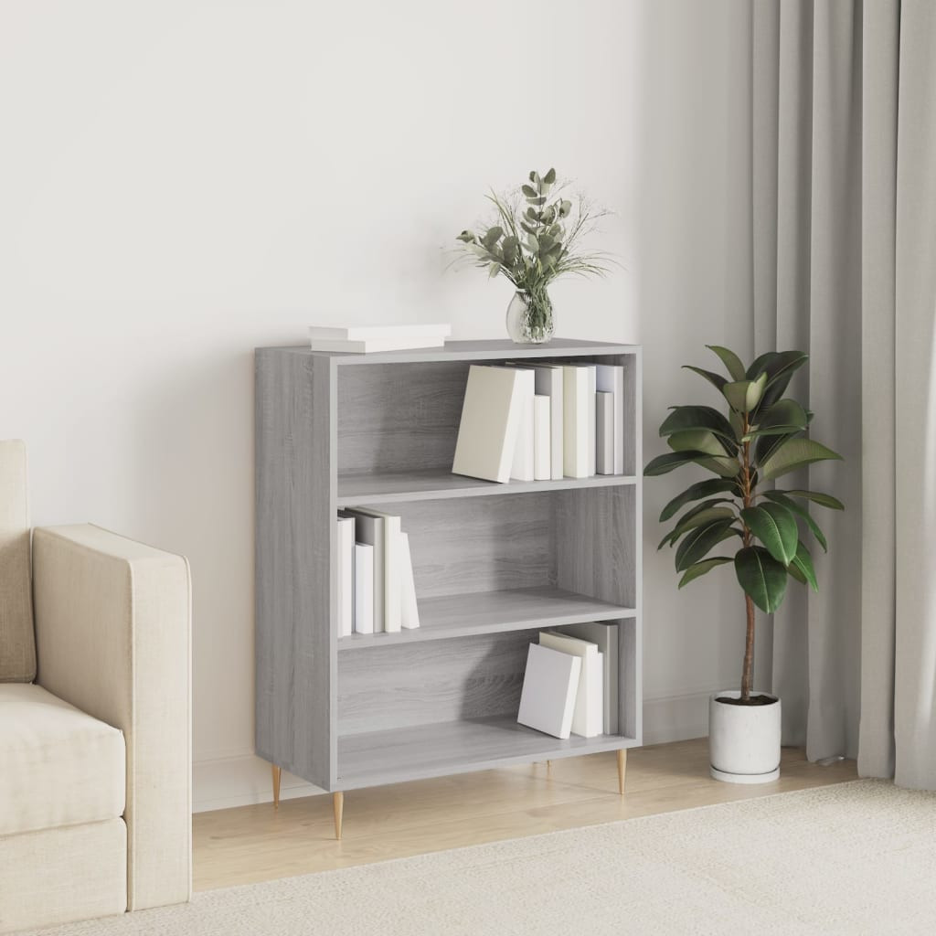 vidaXL Bücherregal Grau Sonoma 69,5x32,5x90 cm Holzwerkstoff
