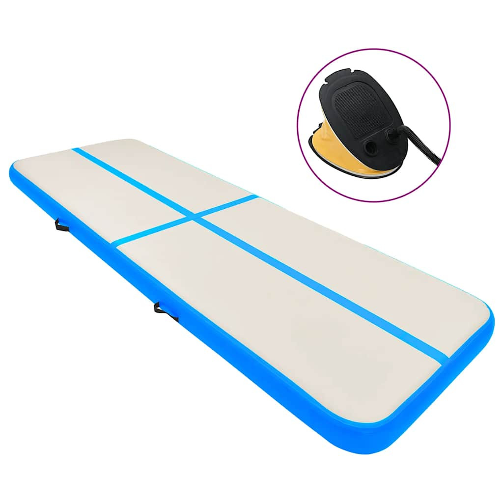 vidaXL Aufblasbare Gymnastikmatte mit Pumpe 600x100x15 cm PVC Blau