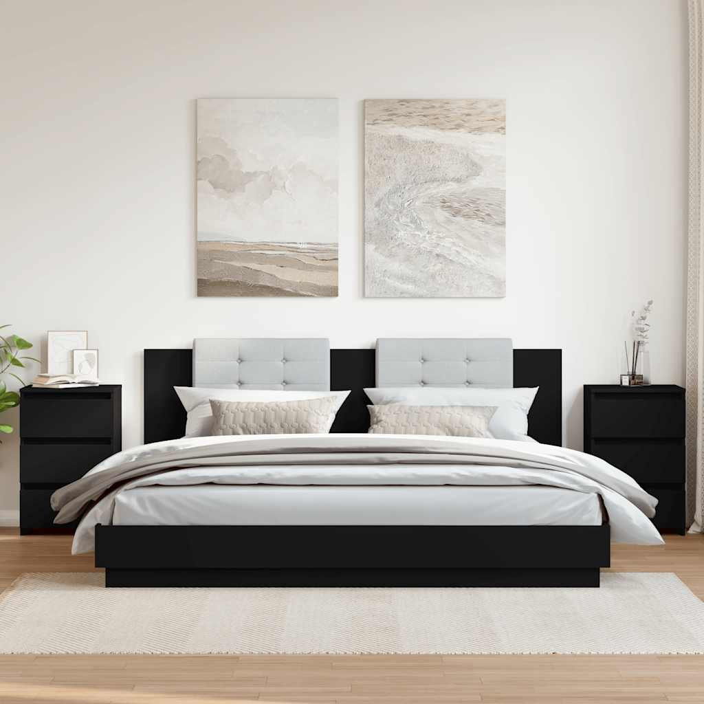 vidaXL Nachttische 2 Stk. Schwarz 40x35x62,5 cm Holzwerkstoff