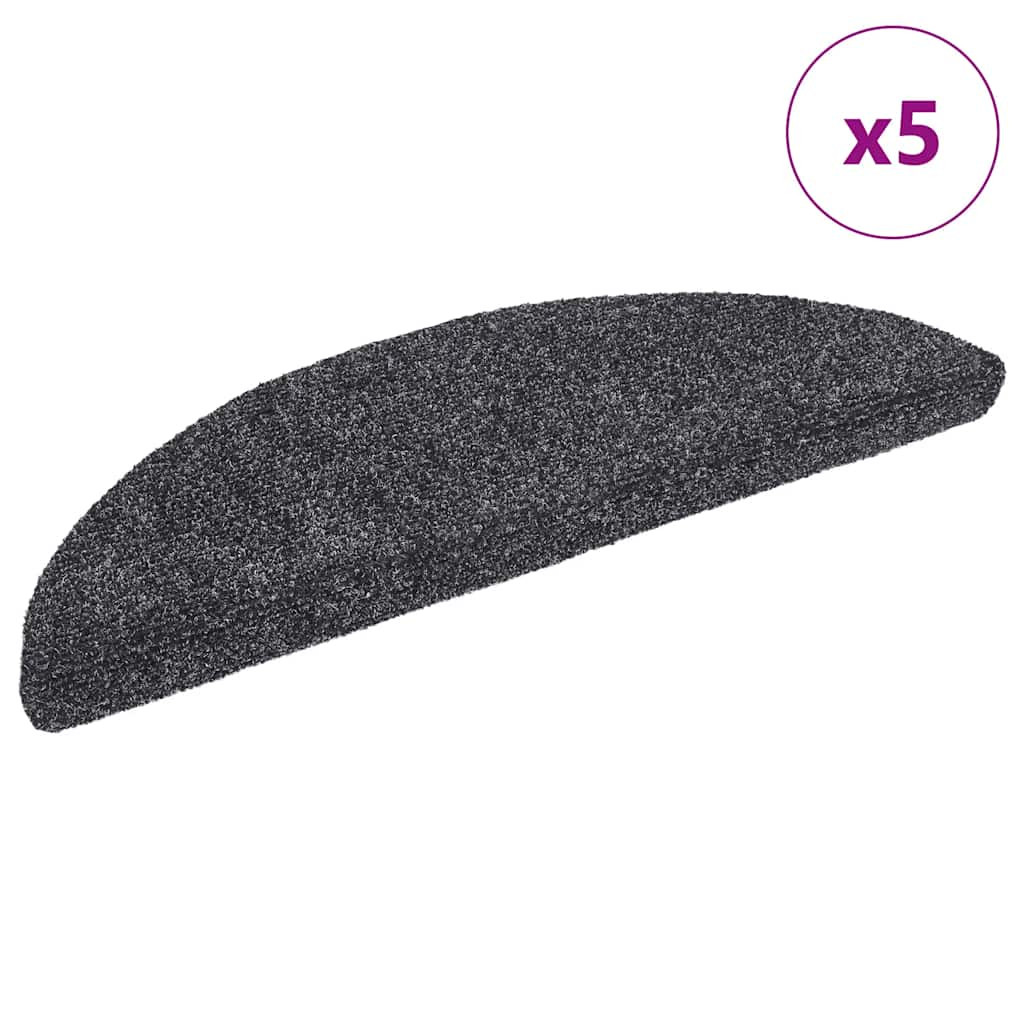 vidaXL Stufenmatten Selbstklebend 5 Stk. 56x17x3 cm Dunkelgrau Halbrund