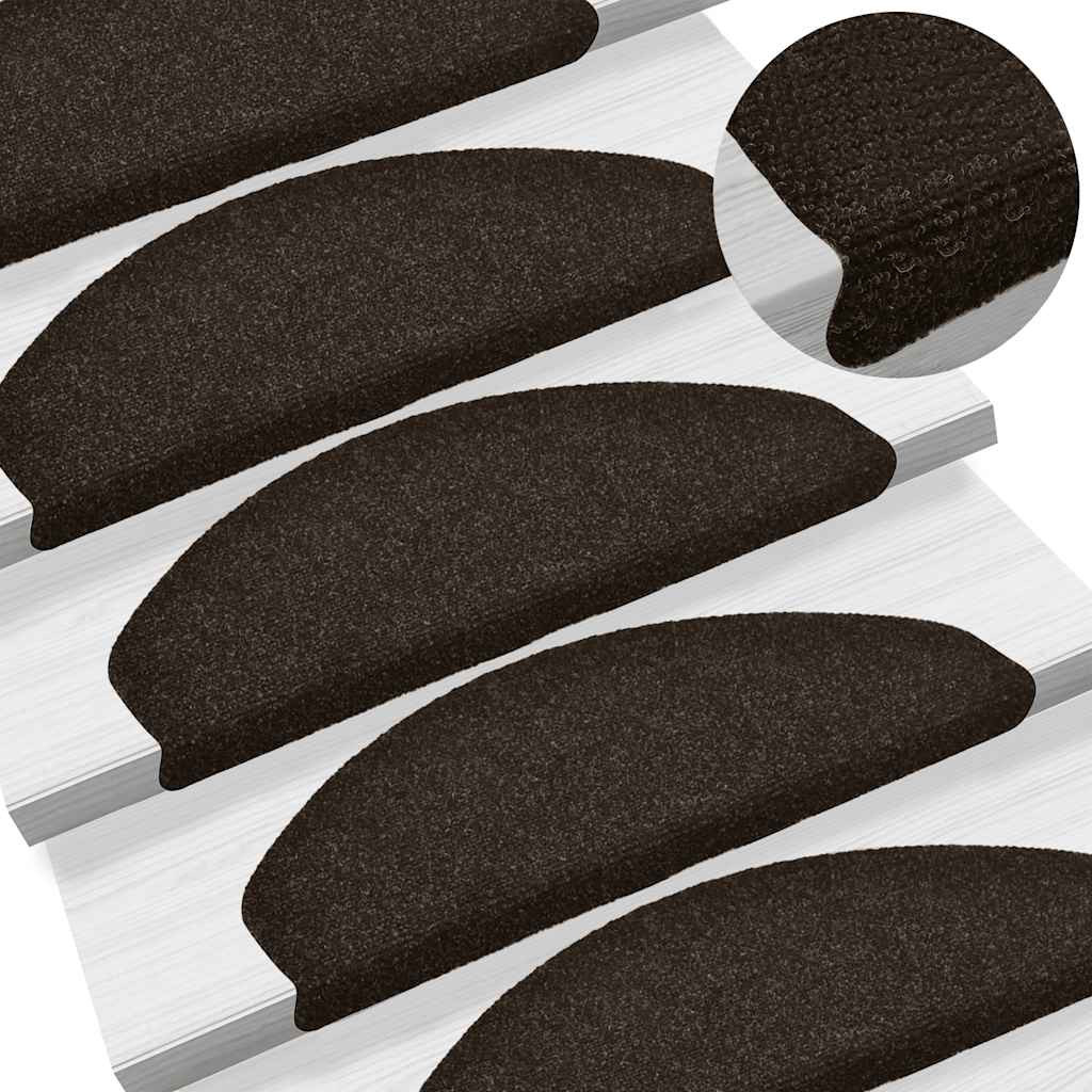 vidaXL Stufenmatten Selbstklebend 5 Stk. 65x21x4 cm Dunkelbraun Halbrund Groß