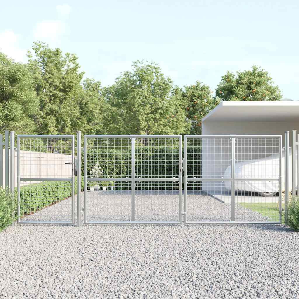 vidaXL Maschen-Gartentor Silber 400x125 cm Verzinkter Stahl