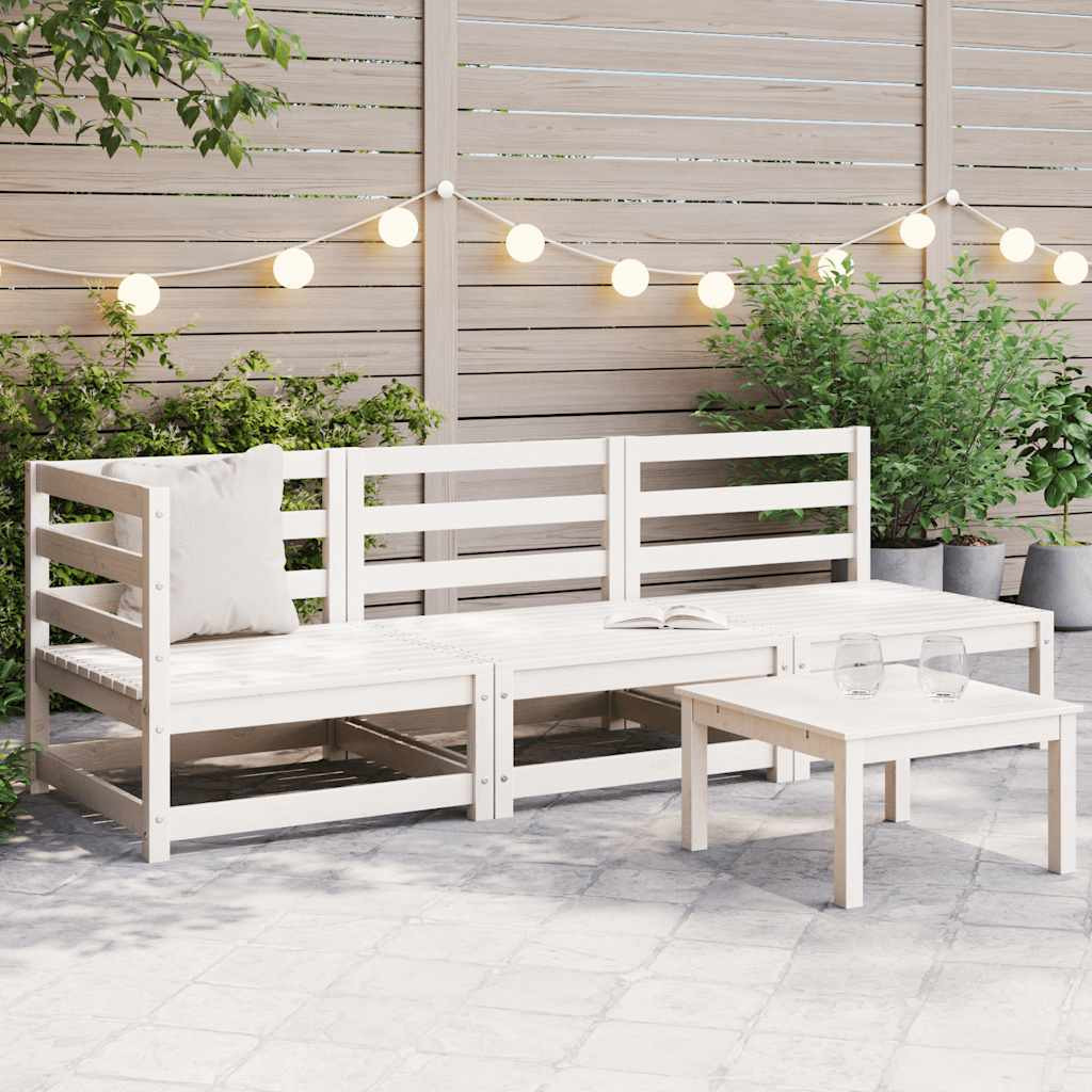 vidaXL 3-tlg. Garten-Lounge-Set Weiß Kiefer Massivholz
