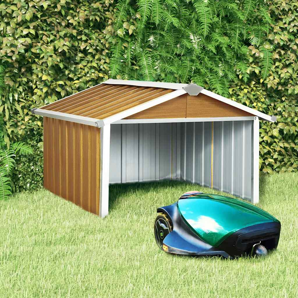 vidaXL Rasenmäher Garage 92x97x63 cm Verzinkter Stahl Braun