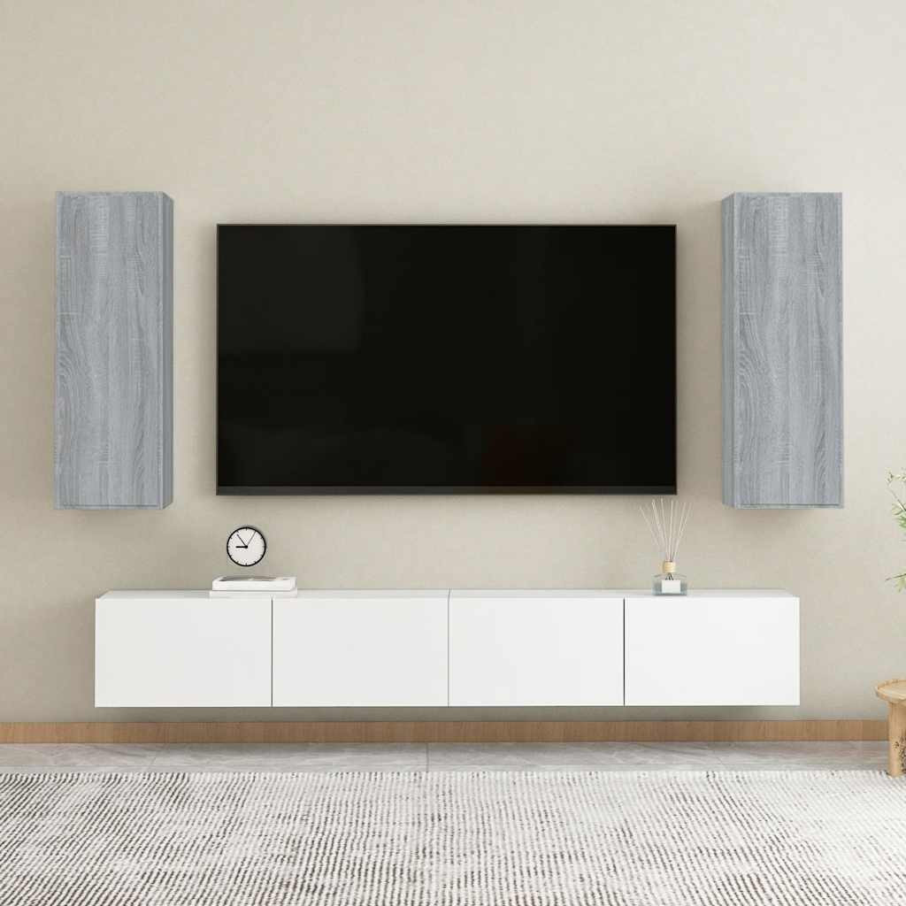 vidaXL TV-Schränke 2 Stk. Grau Sonoma 30,5x30x90 cm Holzwerkstoff