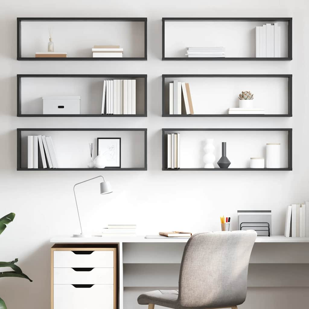 vidaXL Würfelregale 6 Stk. Grau 80x15x26,5 cm Holzwerkstoff