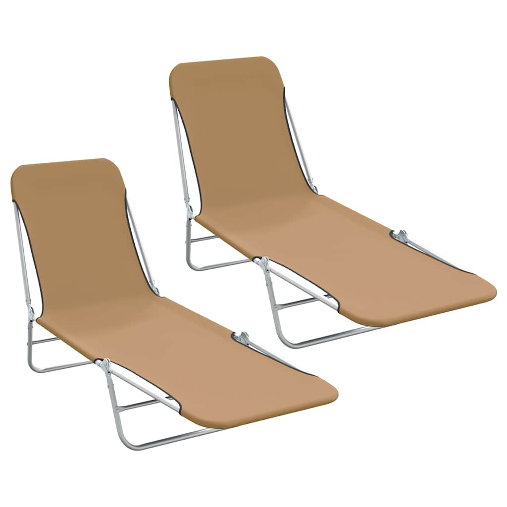 vidaXL Klappliegen 2 Stk. Stahl und Stoff Taupe