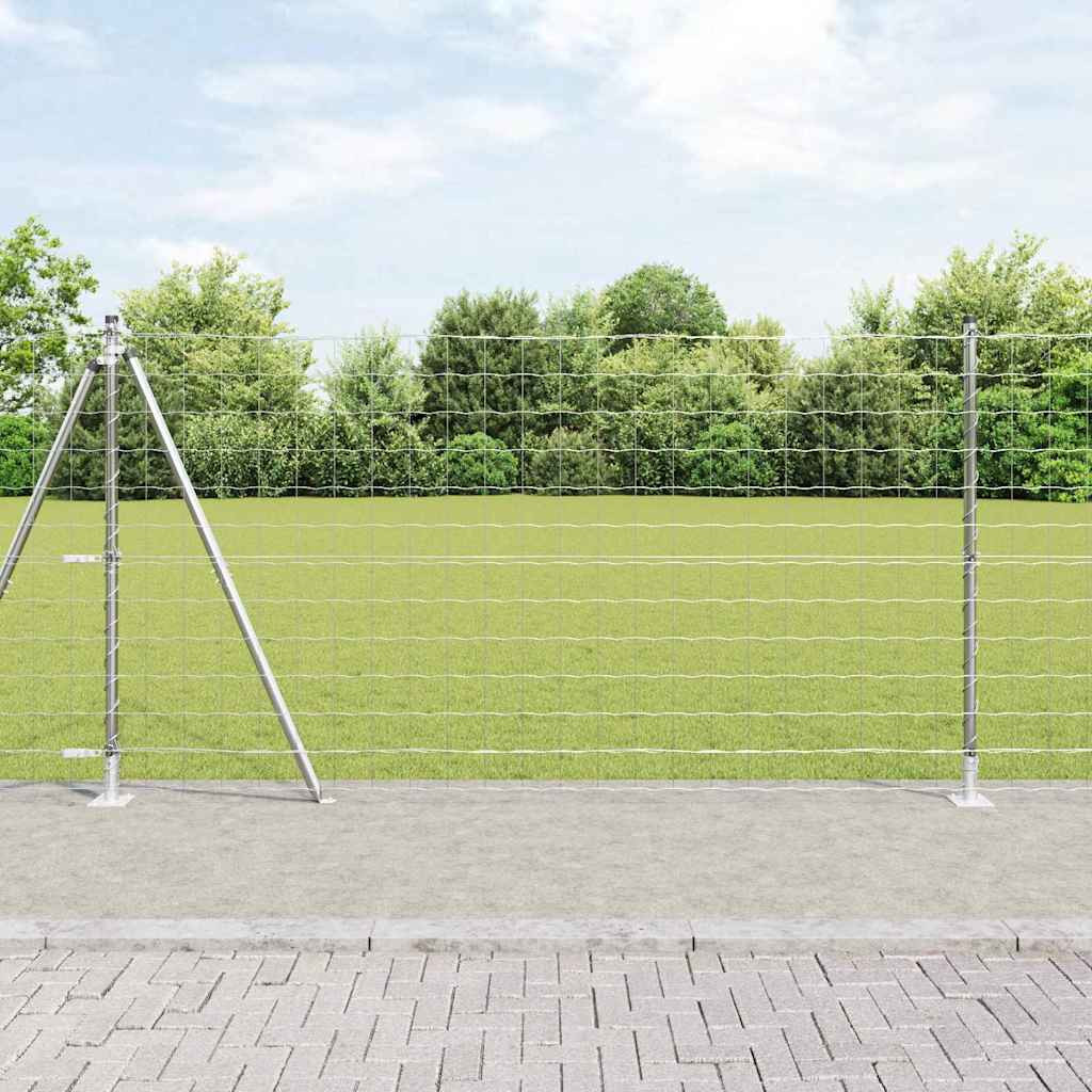 vidaXL Euro-Zaun mit Betonsockel 25 x 1,2 m Verzinkter Stahl Silber