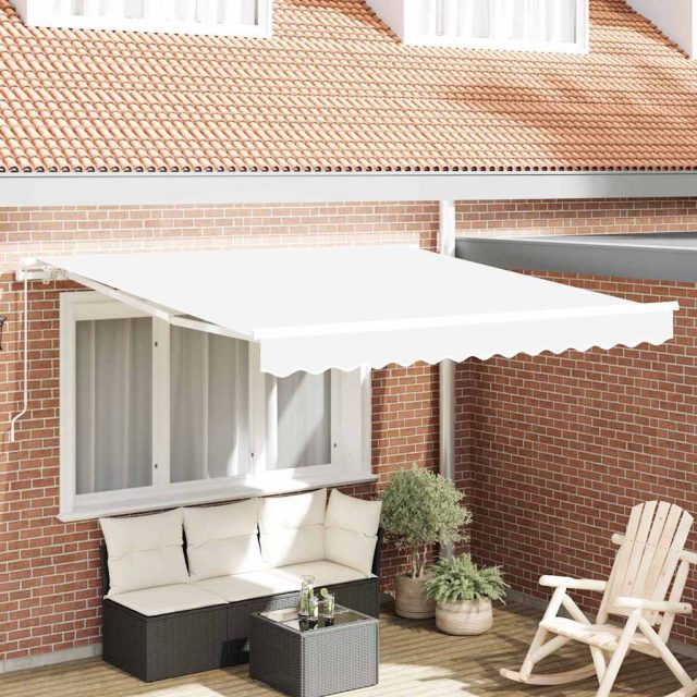 vidaXL Ausziehbare Markise Weiß 350 x 250 cm Polyester und Aluminium
