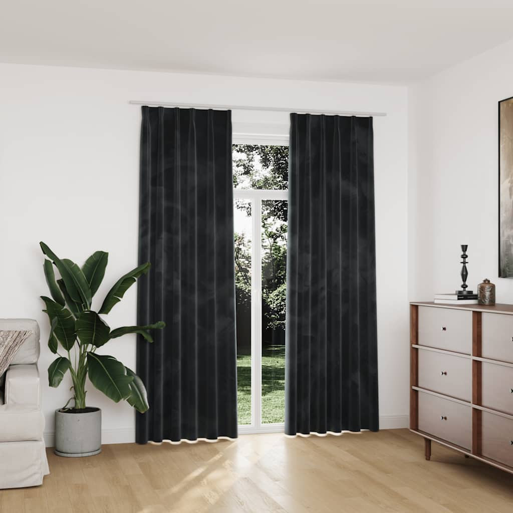 vidaXL Verdunkelungsvorhänge mit Haken 2 Stk. Samt Anthrazit 140x225cm