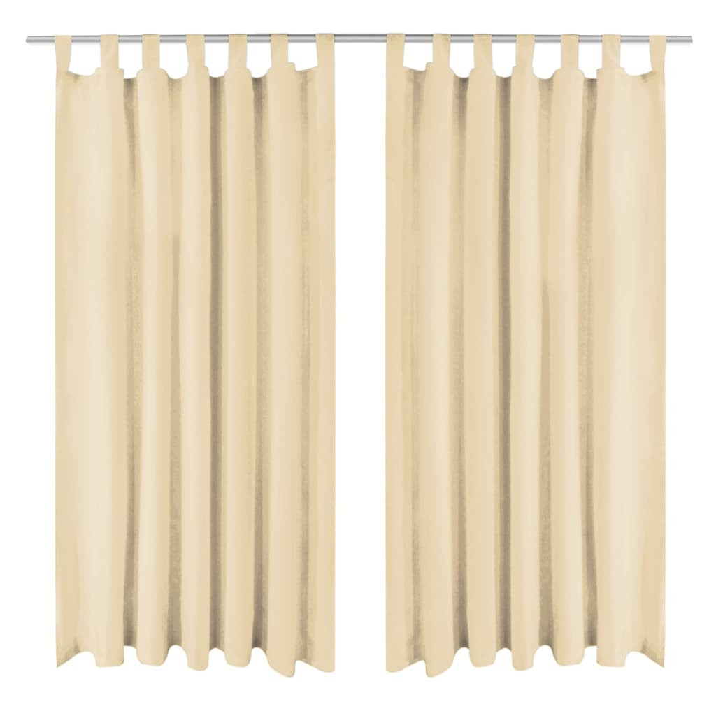 vidaXL Vorhänge Mikro-Satin 2 Stk. mit Schlaufen 140x245 cm Beige