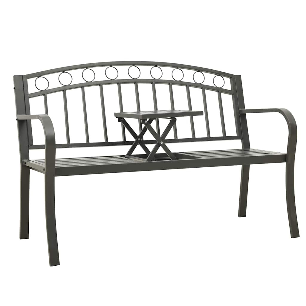 vidaXL Gartenbank mit Tisch 125 cm Stahl Grau