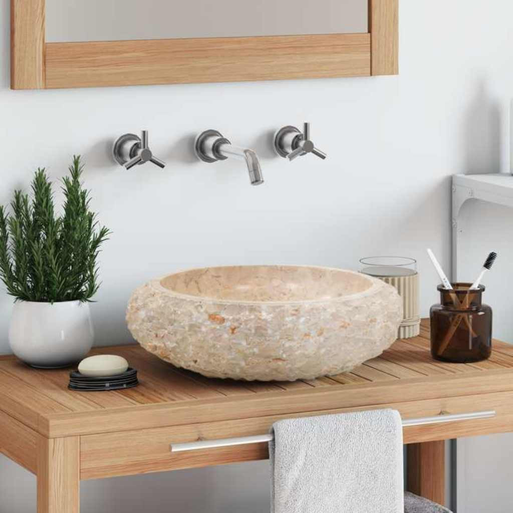 vidaXL Waschbecken 40x12 cm Marmor Creme