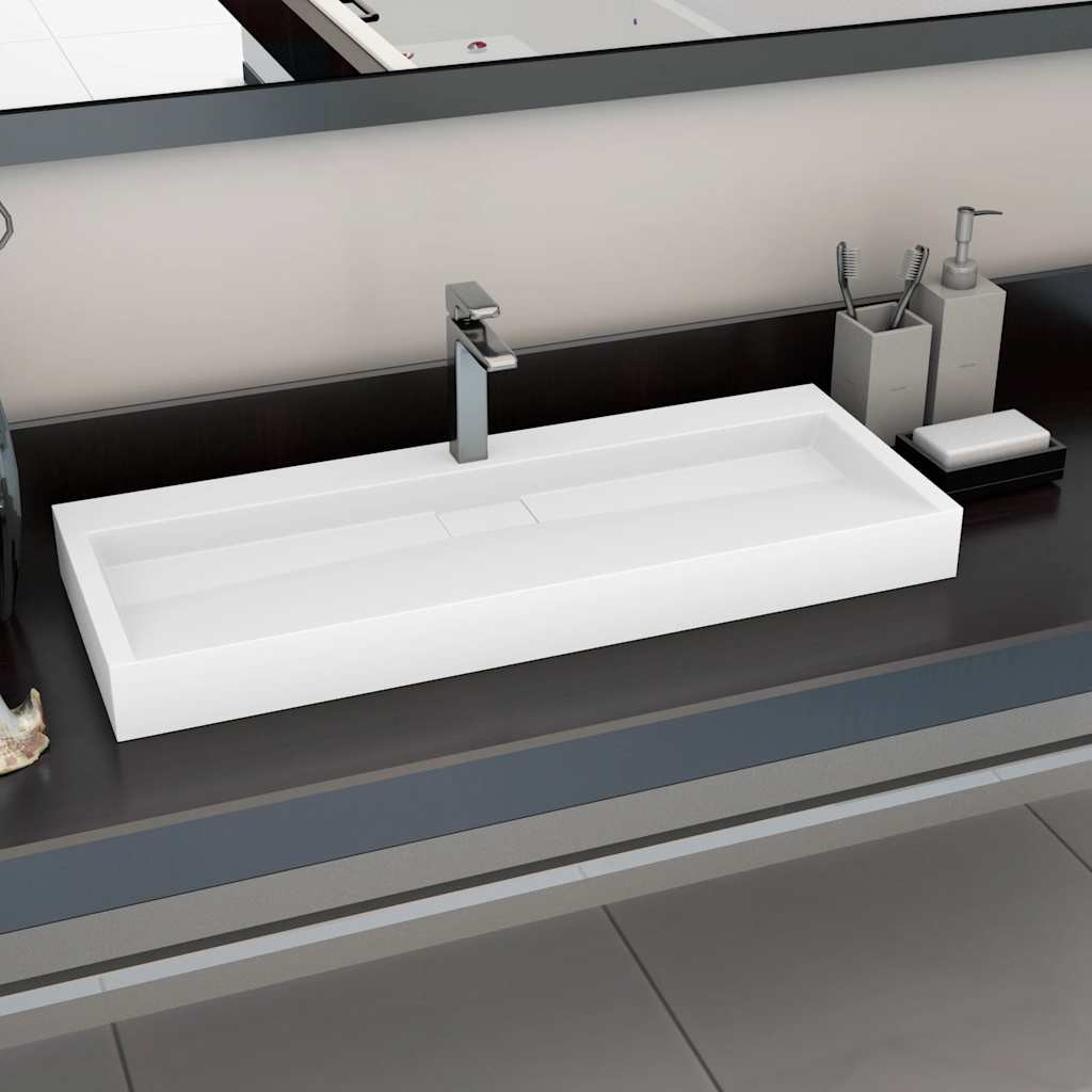 vidaXL Waschbecken 120 x 46 x 11 cm Mineralguss/Marmorguss Weiß