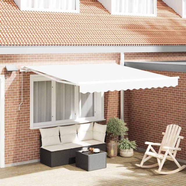 vidaXL Ausziehbare Markise Weiß 350 x 250 cm Stoff und Aluminium