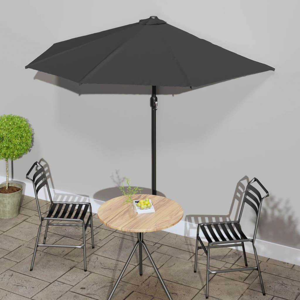 vidaXL Balkon-Sonnenschirm mit Alu-Mast Anthrazit 270x144 cm Halbrund