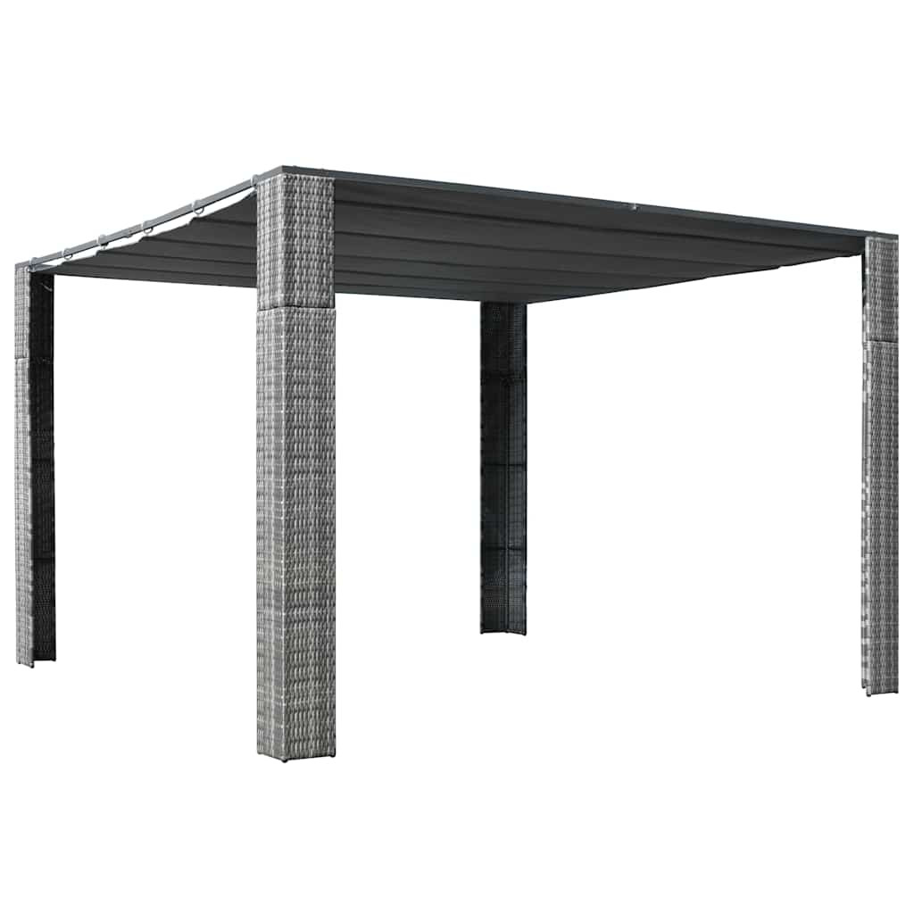 vidaXL Pavillon mit Dach Poly Rattan 300x300x220 cm Grau und Anthrazit