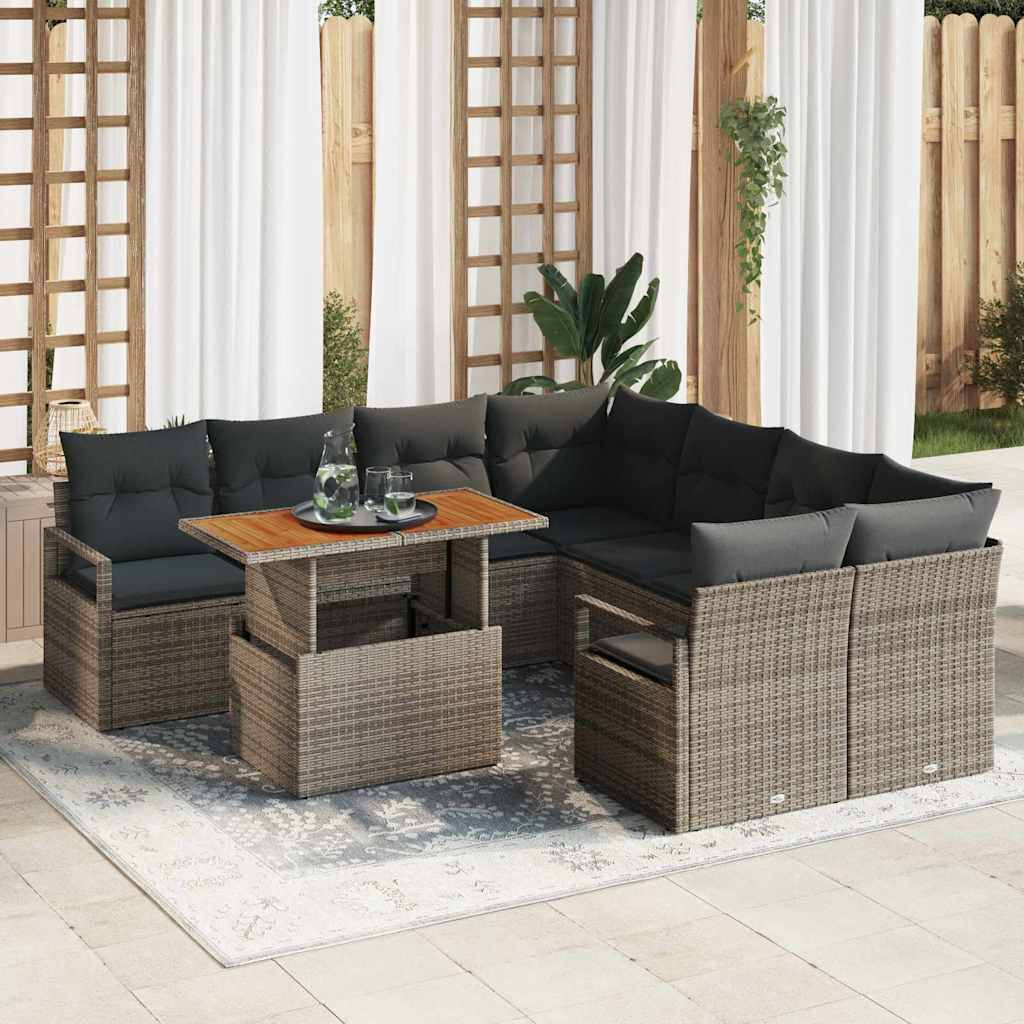 vidaXL Gartensofa-set 9 stk. 8-Sitzanzahl Grau und Braun
