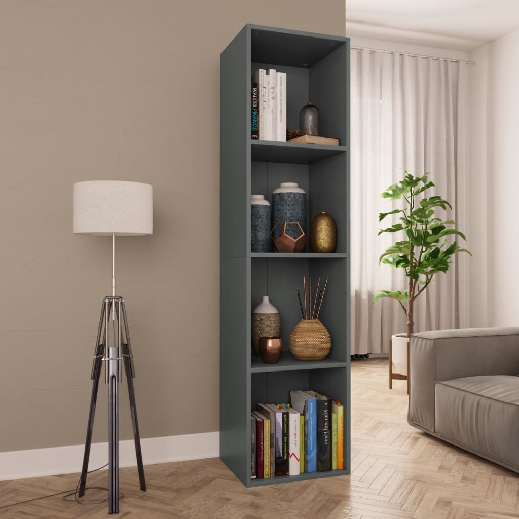 vidaXL Bücherregal/TV-Schrank Grau 36x30x143 cm Holzwerkstoff