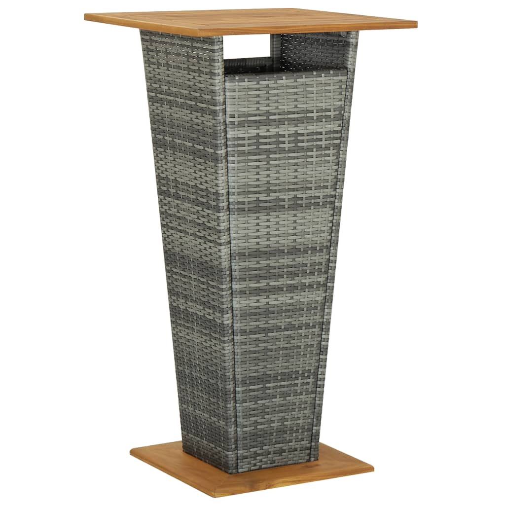 vidaXL Bartisch Grau 60x60x110 cm Poly Rattan und Massivholz Akazie