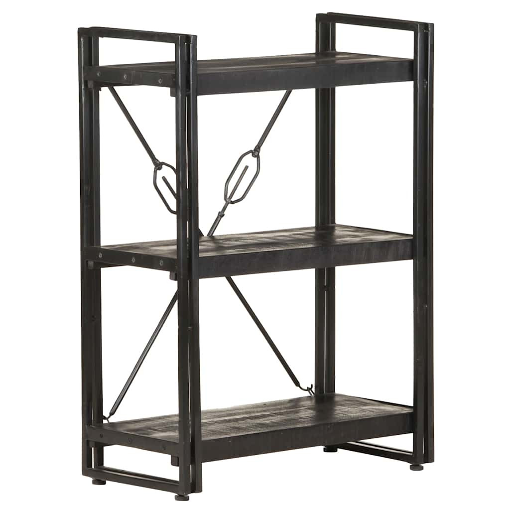 vidaXL Bücherregal 3 Fächer Schwarz 60x30x80 cm Mango Massivholz