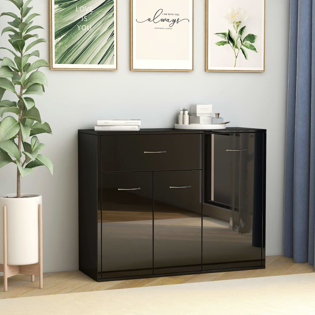 vidaXL Sideboard Hochglanz-Schwarz 88x30x70 cm Holzwerkstoff