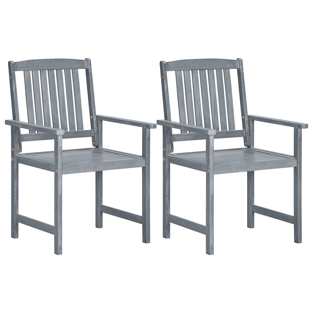 vidaXL Gartenstühle 2 Stk. Grau Massivholz Akazie