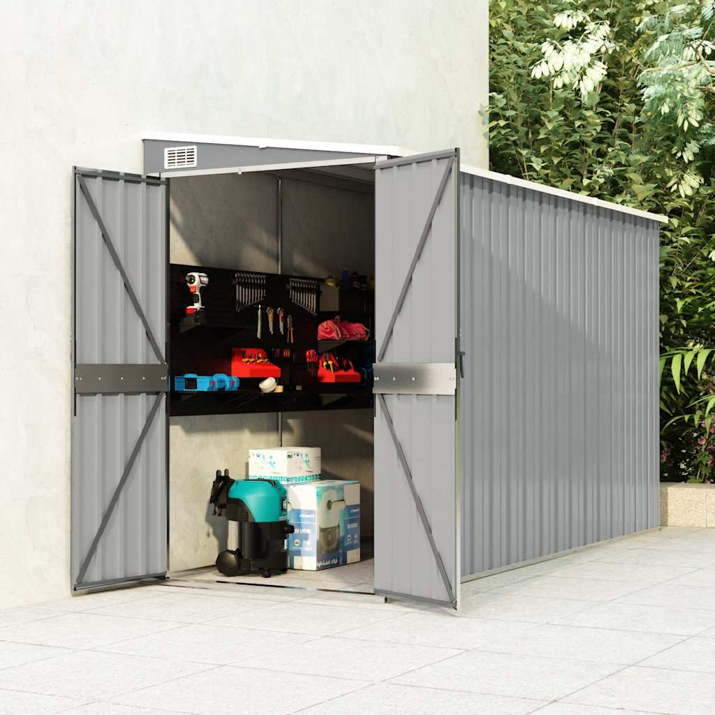 vidaXL Anbauschuppen Grau 118x288x178 cm Verzinkter Stahl