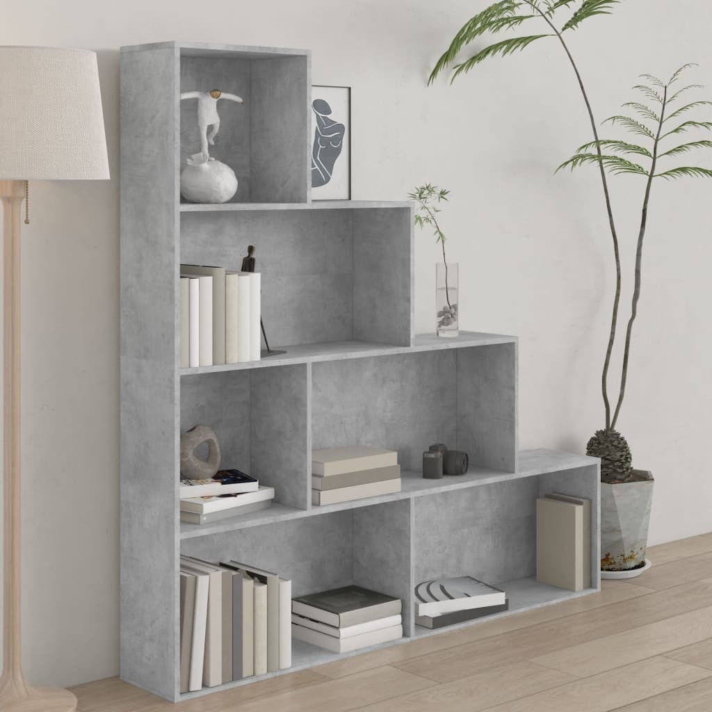 vidaXL Bücherregal/Raumteiler Betongrau 155x24x160 cm Holzwerkstoff