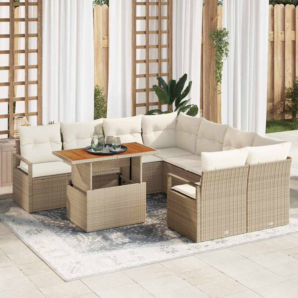 vidaXL Gartensofa-set 9 stk. 8-Sitzanzahl Beige und Creme