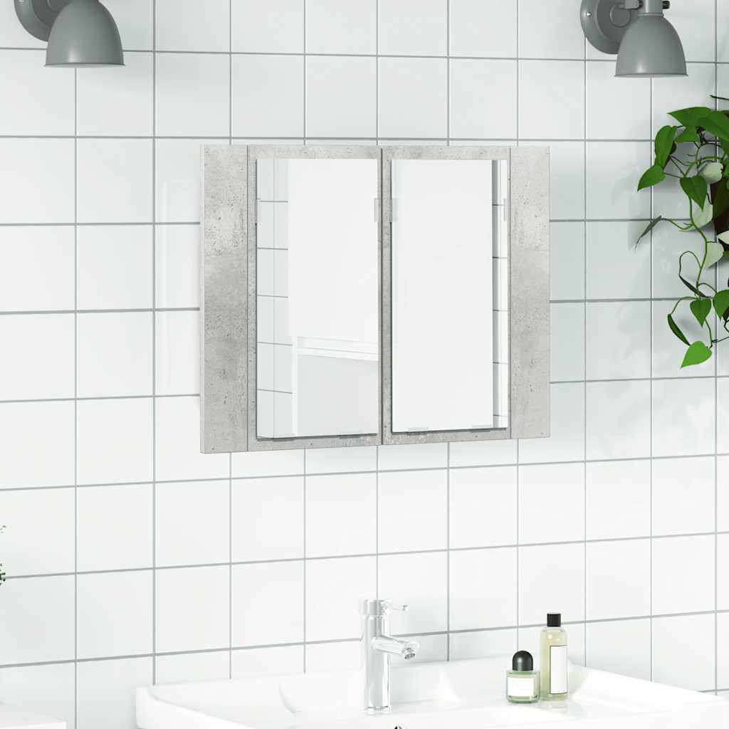 vidaXL LED-Bad-Spiegelschrank Betongrau 60x12x45 cm Acryl